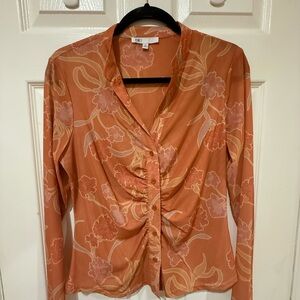 DR2 Orange Floral Long Sleeve Blouse